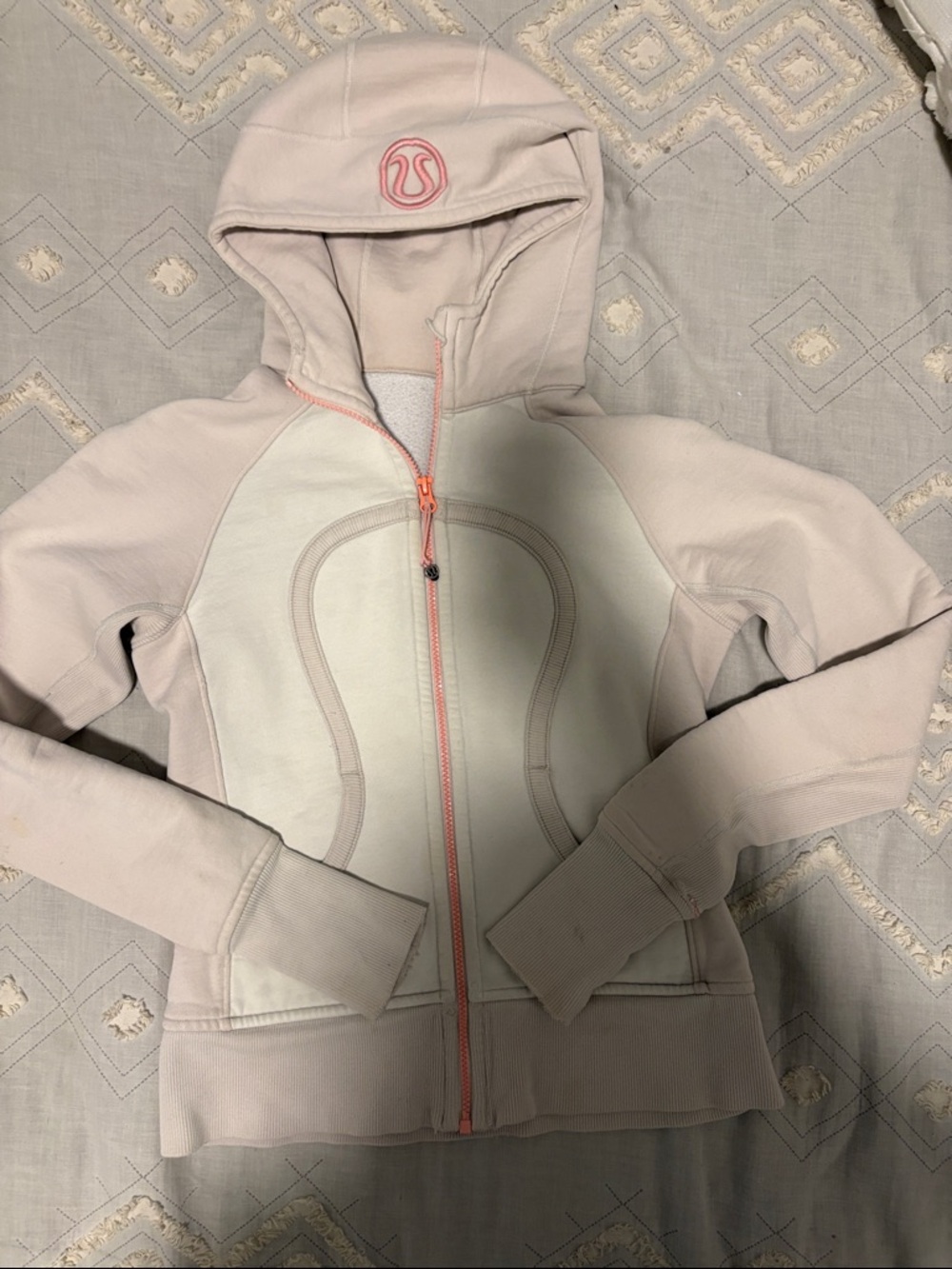 lululemon athletica Light Pink and Cream Scuba Hoodie